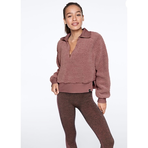 PINK Victoria's Secret Sweaters - PINK Half Zip Sherpa